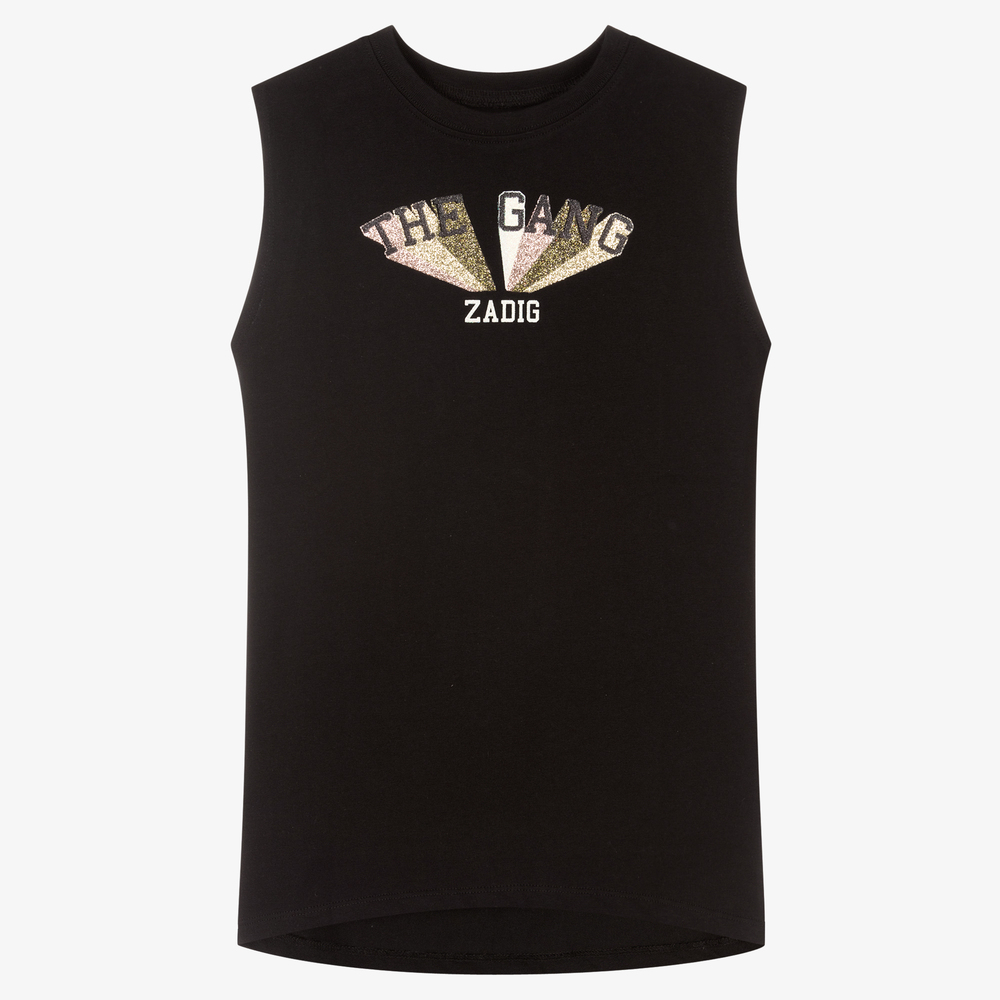 Zadig&Voltaire - Girls Black Cotton Logo Dress | Childrensalon