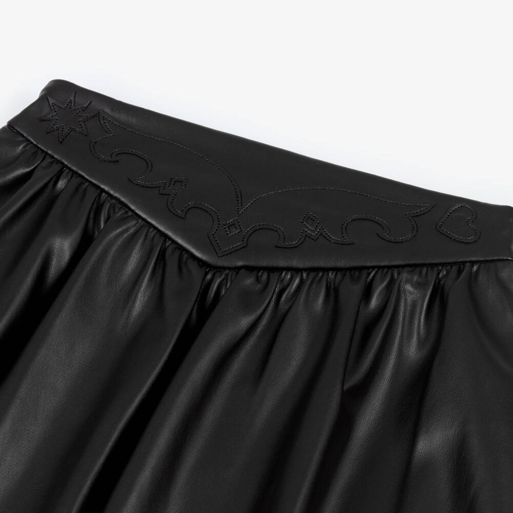Zadig&Voltaire-Girls Black Embroidered Faux Leather Skirt | Childrensalon Outlet