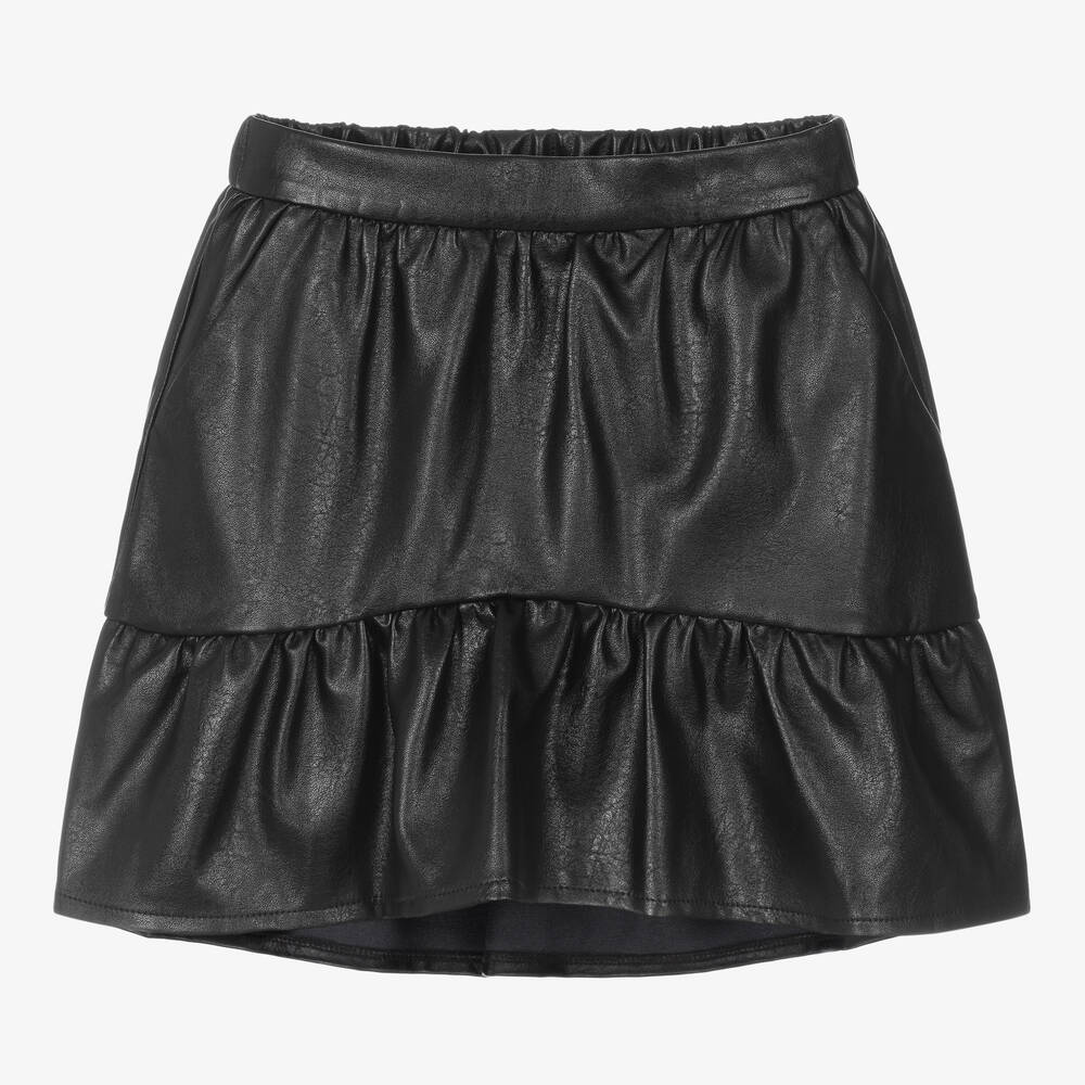 Zadig&Voltaire - Girls Black Faux Leather Skirt | Childrensalon