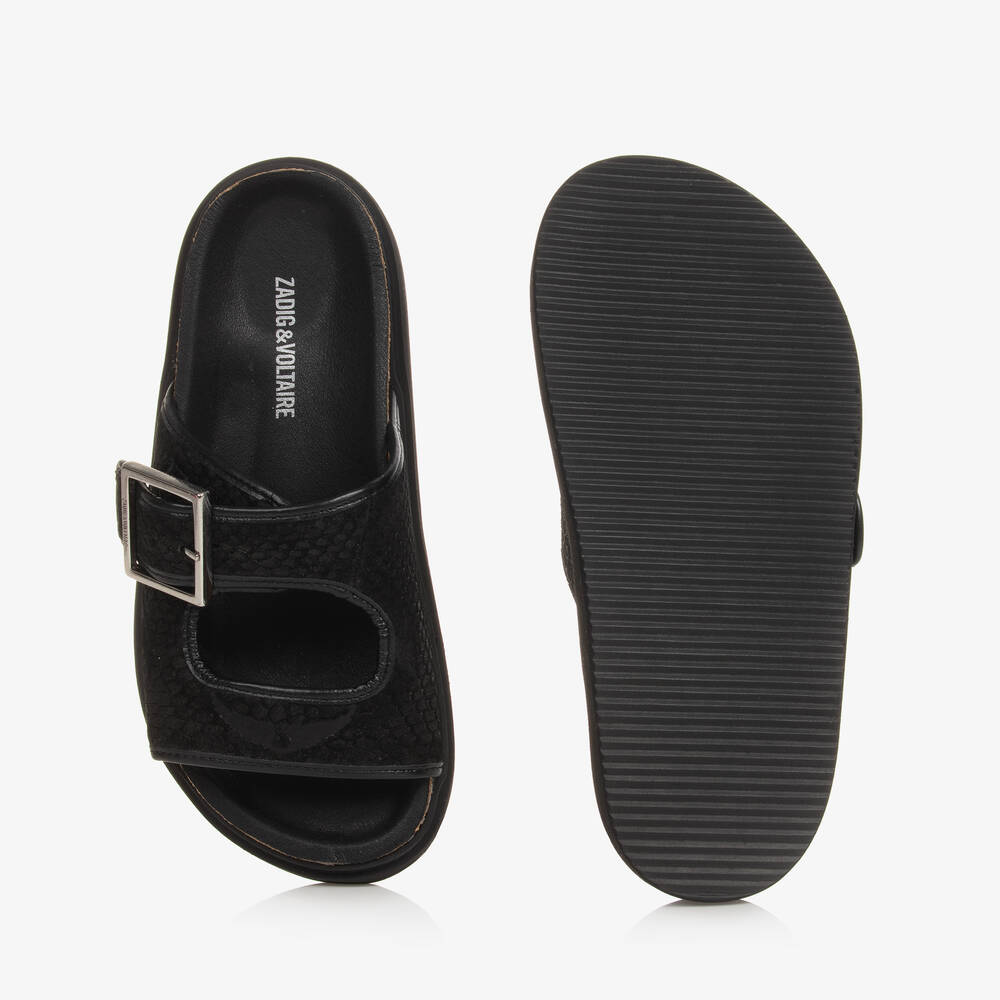 Zadig&Voltaire-Girls Black Leather Buckle Sandals | Childrensalon Outlet