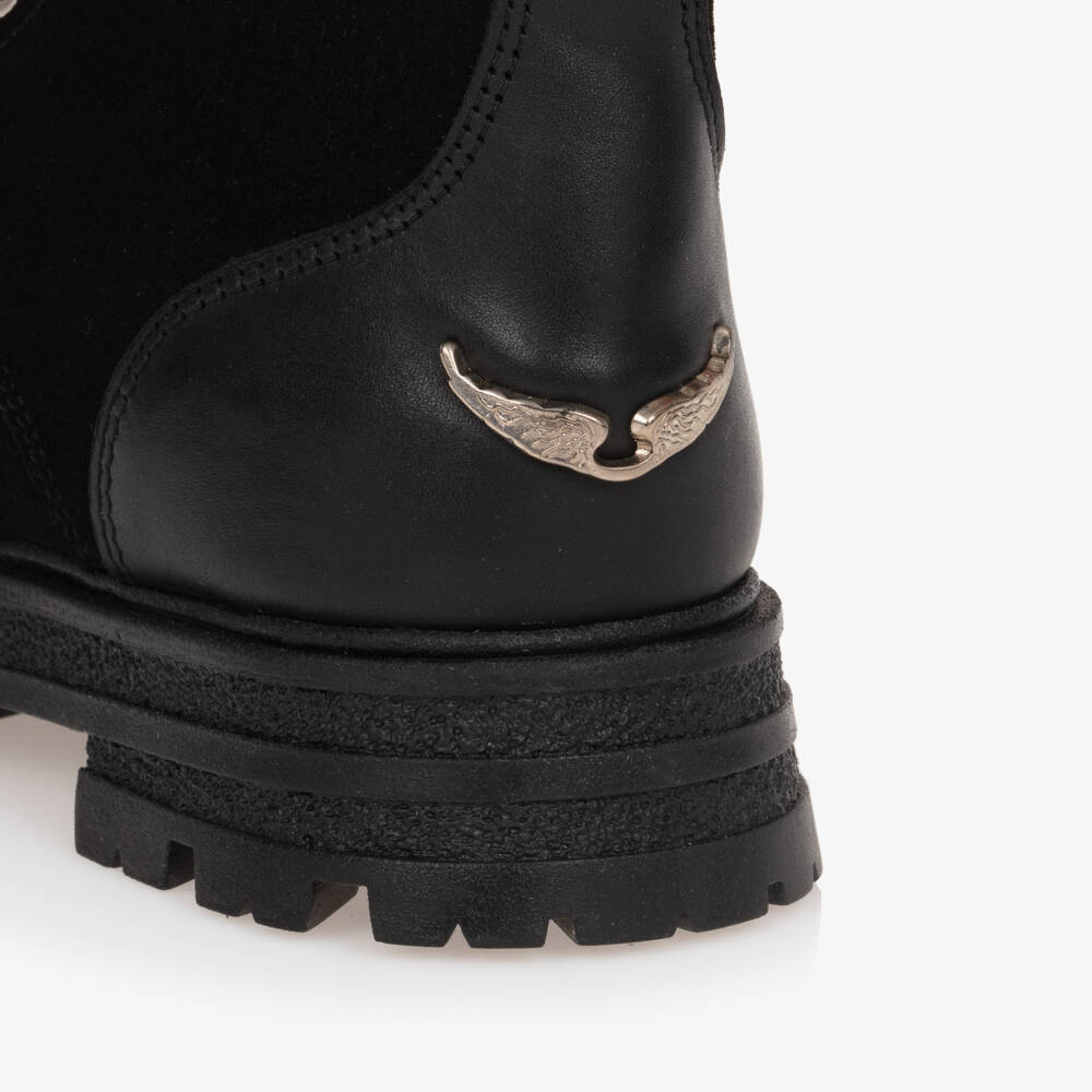 Zadig&Voltaire-Girls Black Leather Lace-Up Boots | Childrensalon Outlet