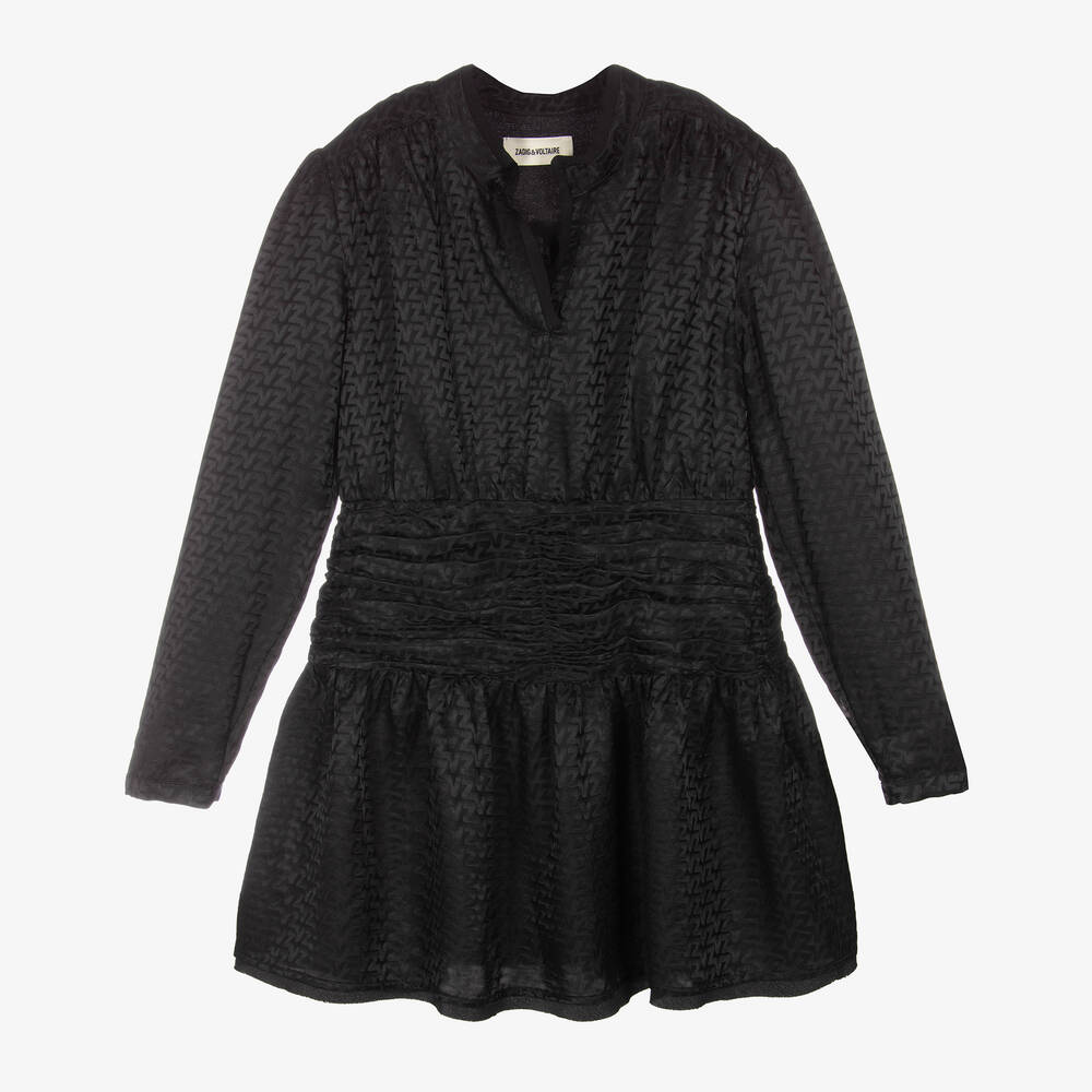 Zadig&Voltaire - Robe noire monogramme fille | Childrensalon