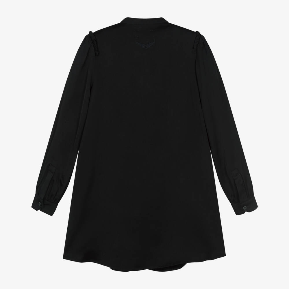 Zadig&Voltaire-Girls Black Satin Pleated Dress | Childrensalon Outlet