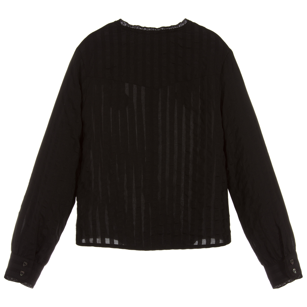 Zadig&Voltaire-Girls Black Silk Blouse  | Childrensalon Outlet
