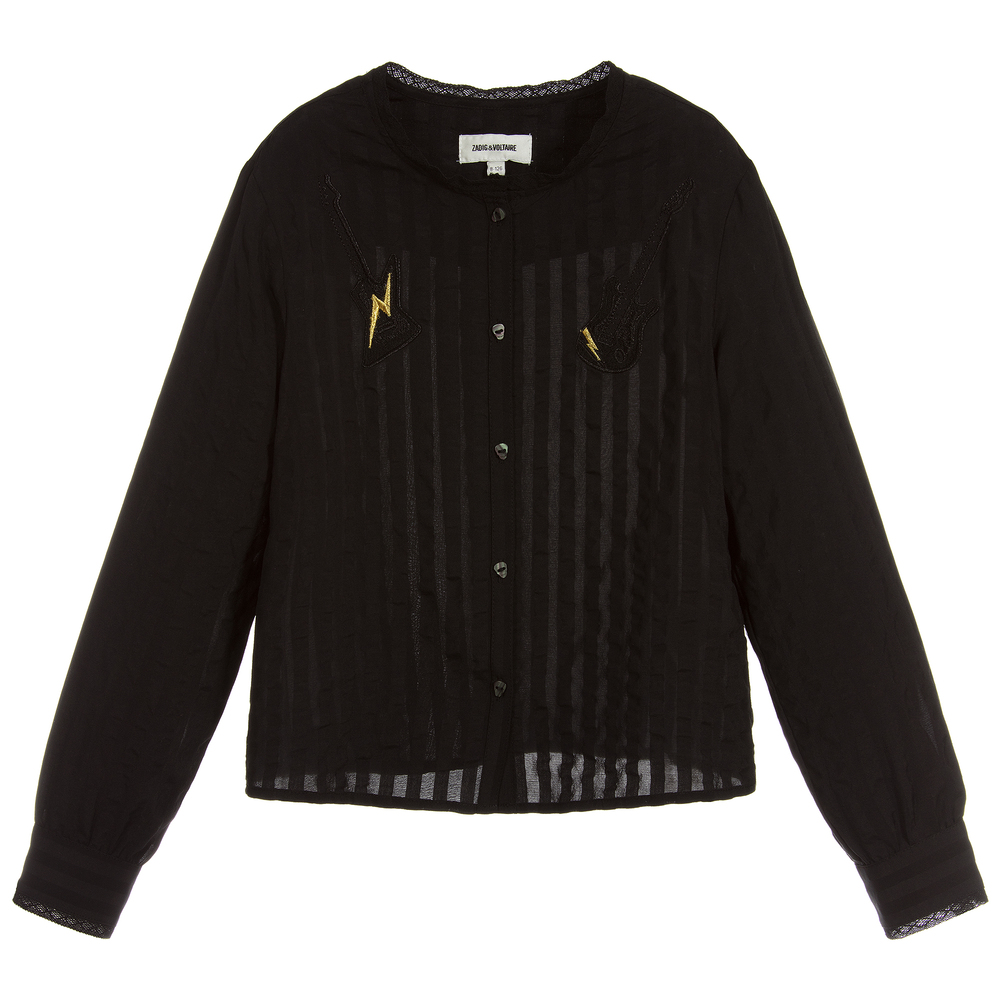 Zadig&Voltaire - Girls Black Silk Blouse  | Childrensalon