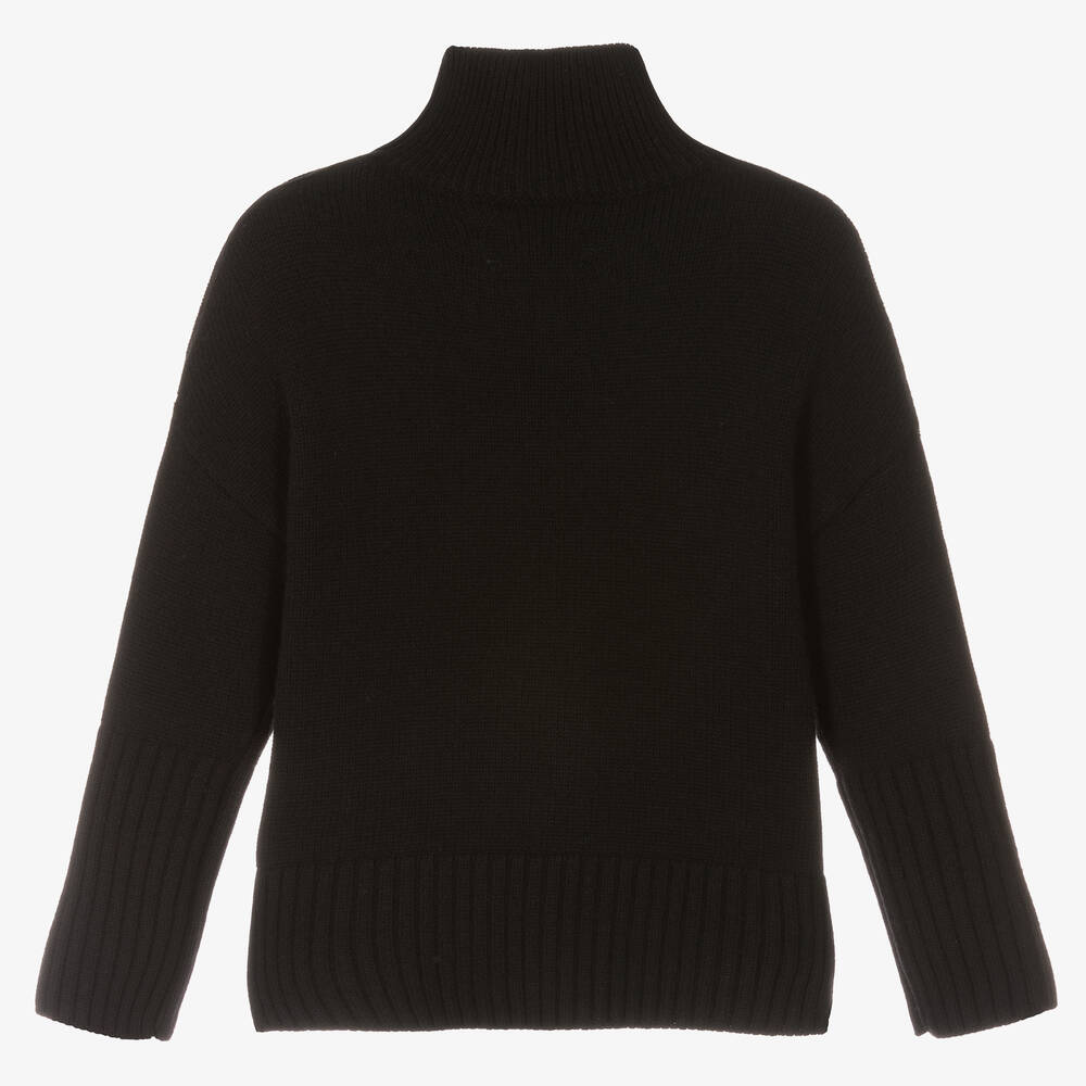 Zadig&Voltaire-Girls Black Wool Turtleneck Sweater | Childrensalon Outlet