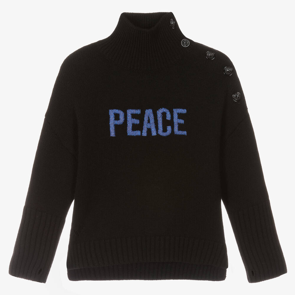 Zadig&Voltaire - Girls Black Wool Turtleneck Sweater | Childrensalon