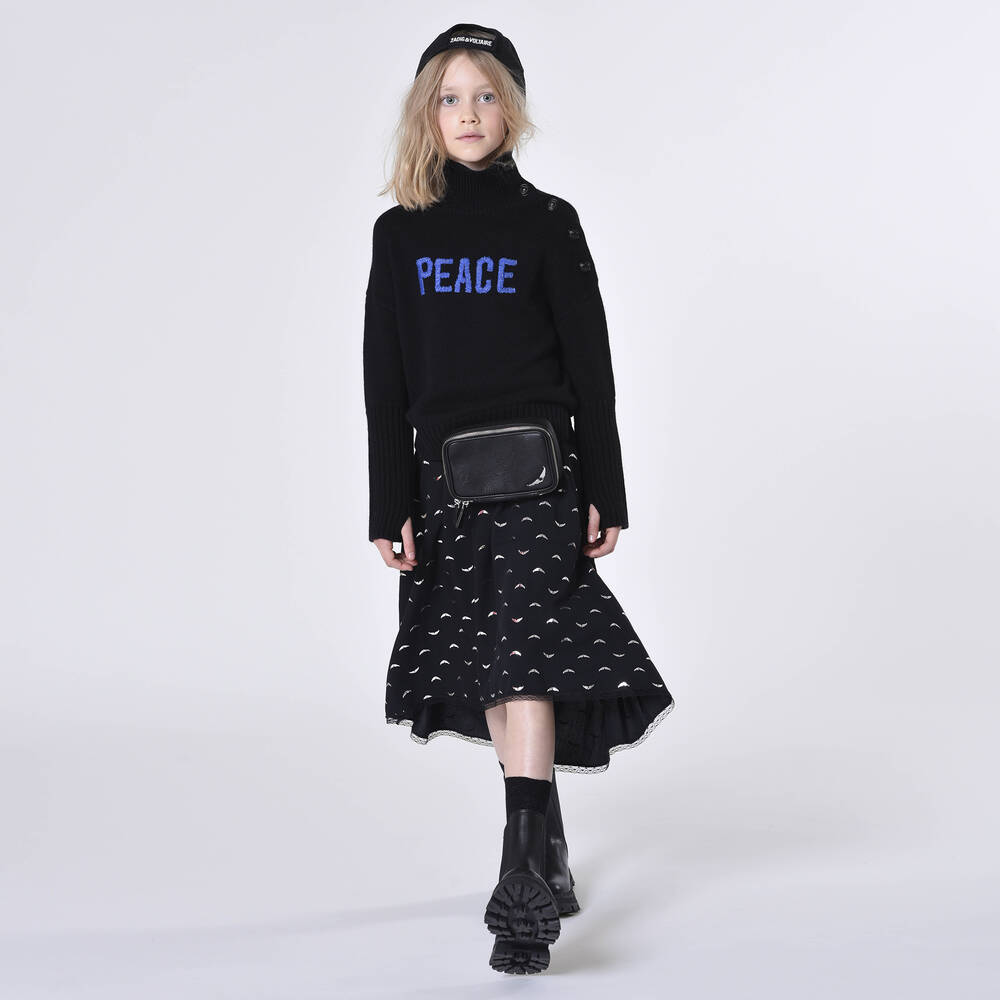 Zadig&Voltaire-Girls Black Wool Turtleneck Sweater | Childrensalon Outlet
