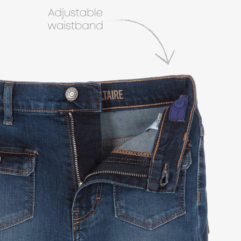 Zadig&Voltaire-Girls Blue Flared Denim Jeans | Childrensalon Outlet