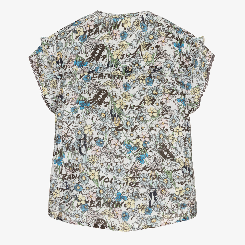Zadig&Voltaire-Girls Blue Floral Blouse | Childrensalon Outlet