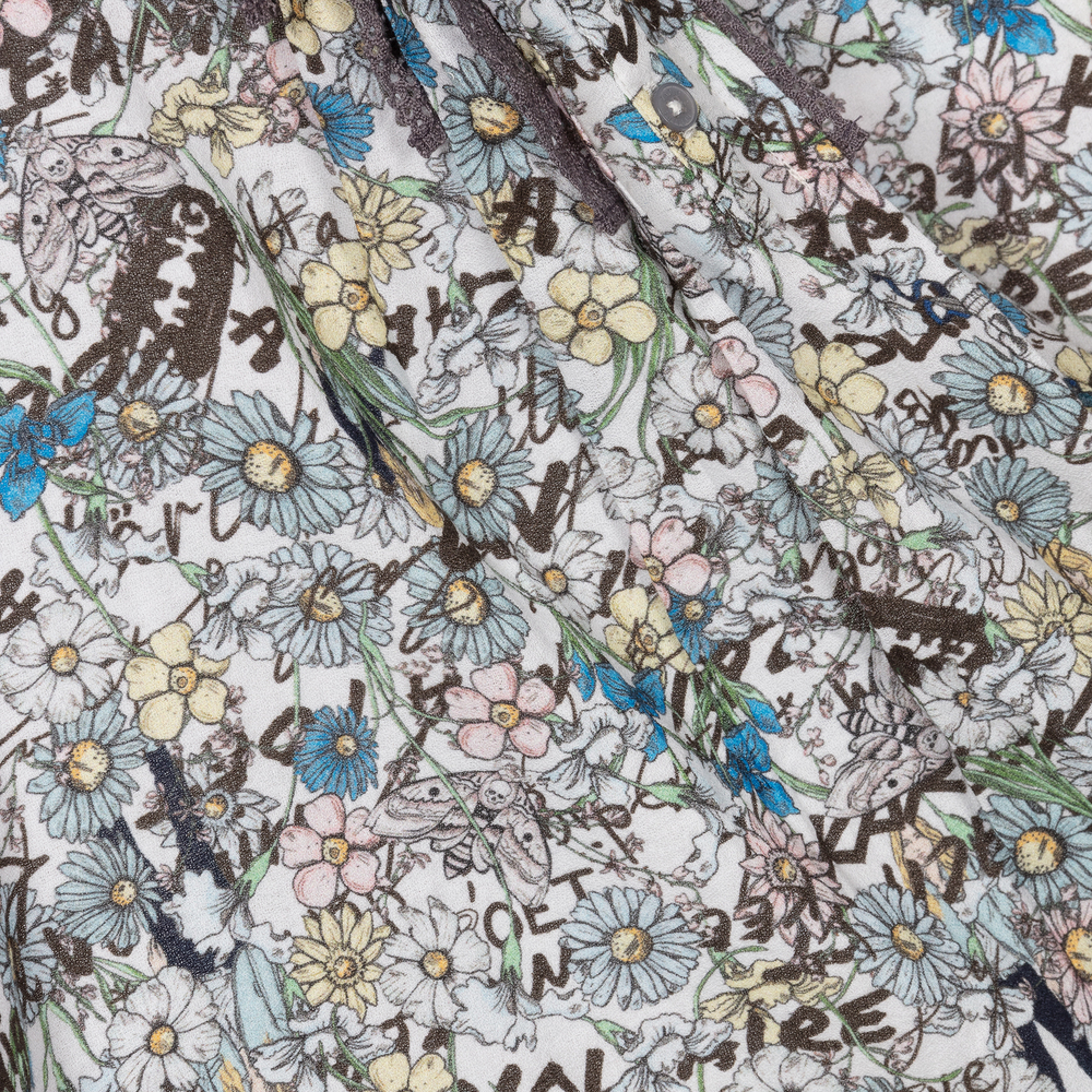 Zadig&Voltaire-Голубое платье из крепа в цветочек для девочек | Childrensalon Outlet