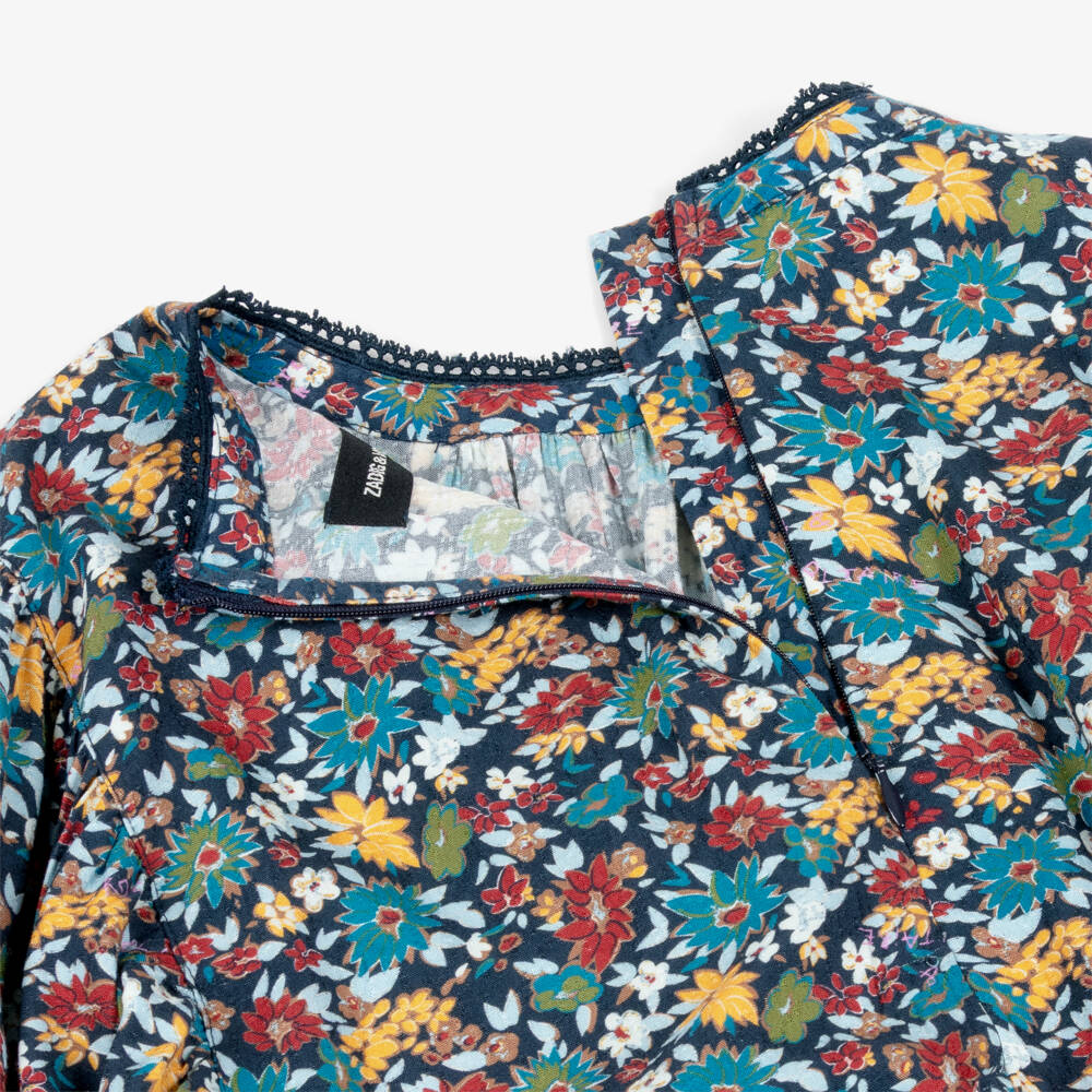 Zadig&Voltaire-Girls Blue Floral Waist Dress | Childrensalon Outlet