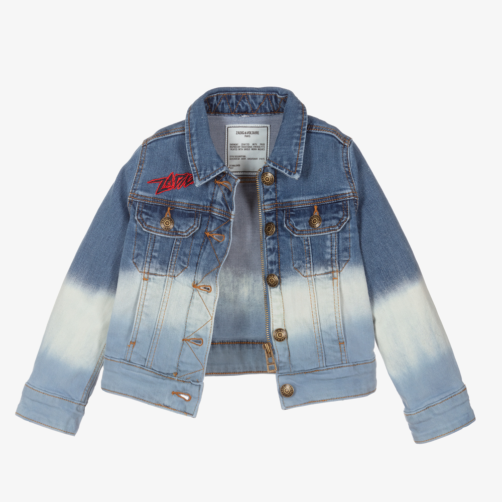 Zadig&Voltaire-Girls Blue Ombré Denim Jacket | Childrensalon Outlet