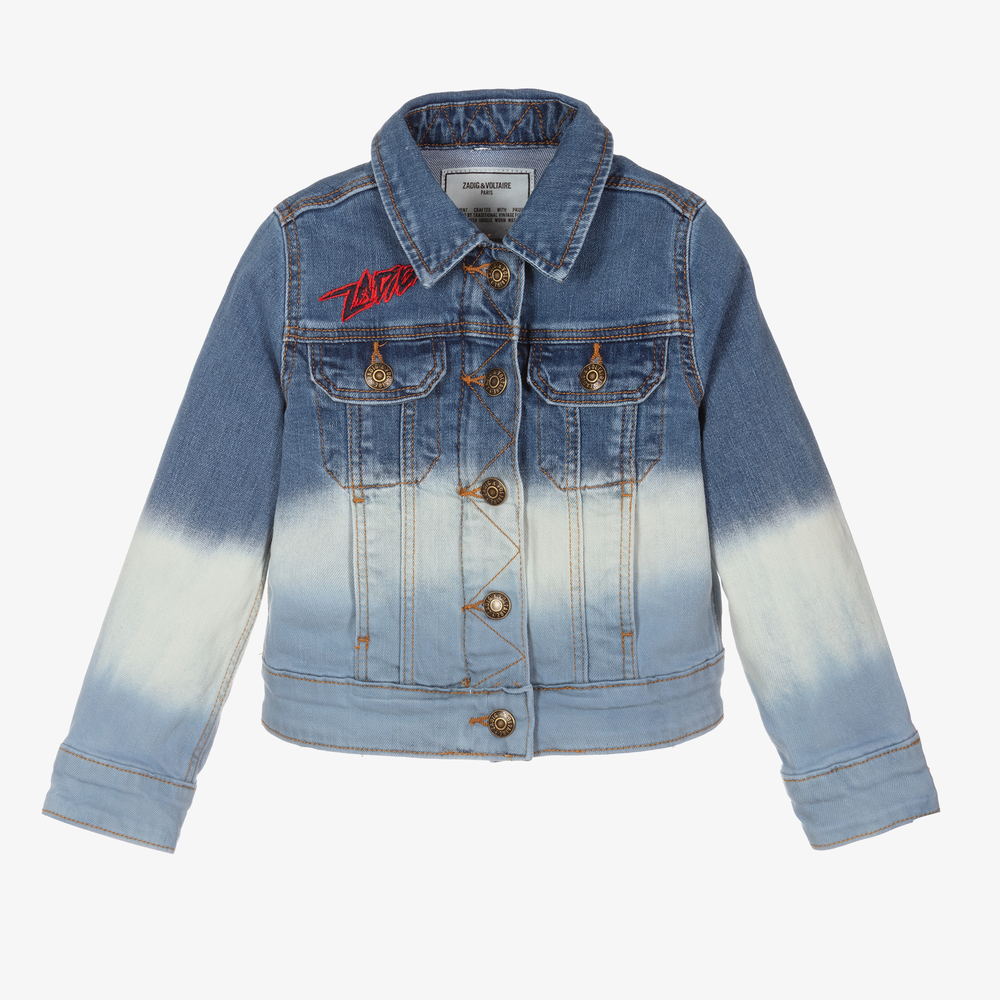 Zadig&Voltaire-Girls Blue Ombré Denim Jacket | Childrensalon Outlet