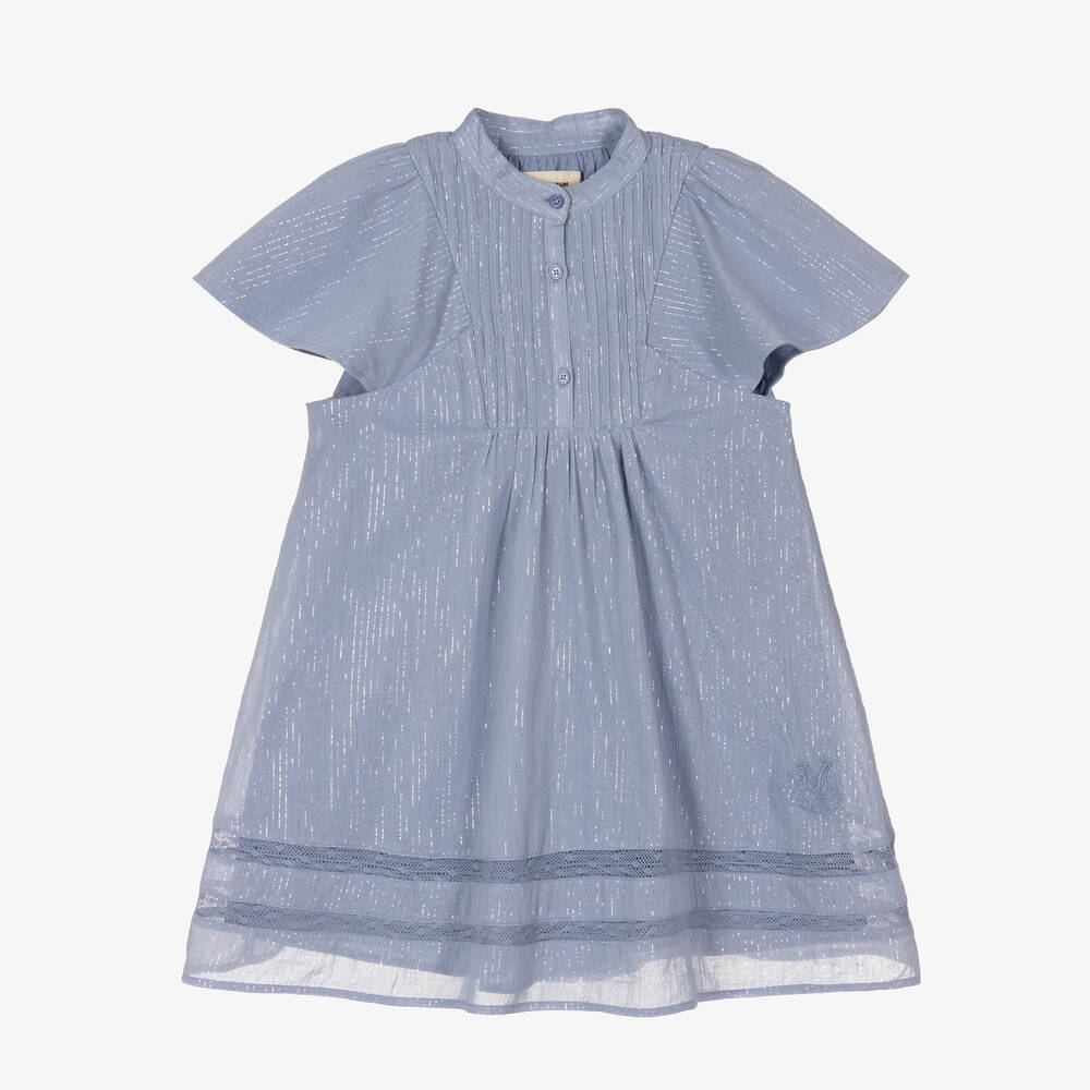 Zadig&Voltaire-Girls Blue & Silver Cotton Dress | Childrensalon Outlet