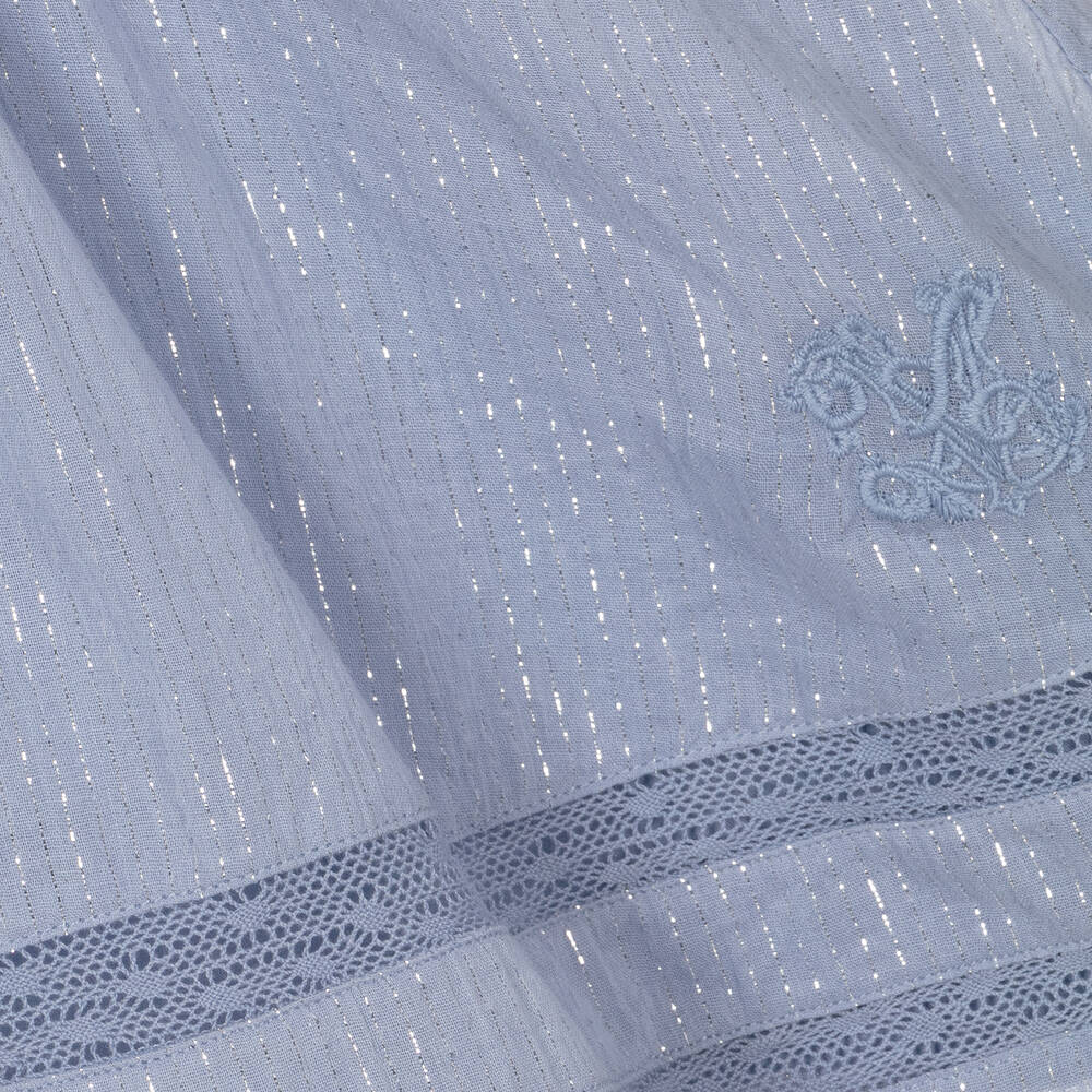 Zadig&Voltaire-Голубое хлопковое платье с серебристыми нитями | Childrensalon Outlet