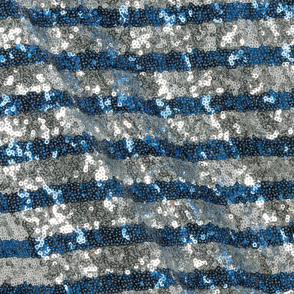 Zadig&Voltaire-Girls Blue & Silver Striped Sequin Dress | Childrensalon Outlet