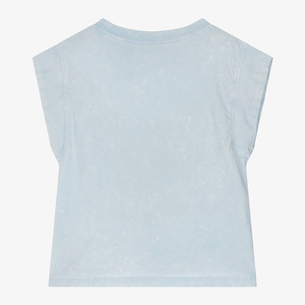 Zadig&Voltaire-Girls Blue Sleeveless Cotton T-Shirt | Childrensalon Outlet