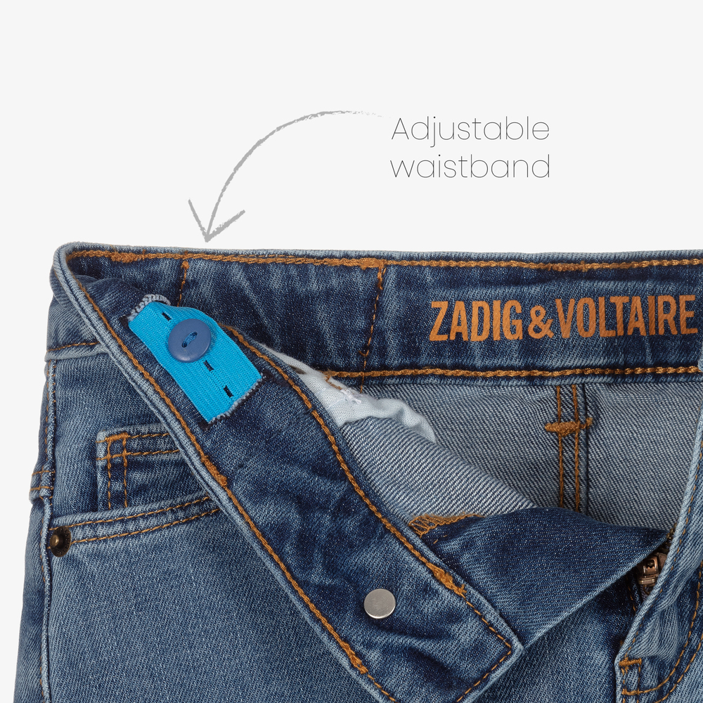Zadig&Voltaire-تنورة قطن دنيم لون أزرق | Childrensalon Outlet