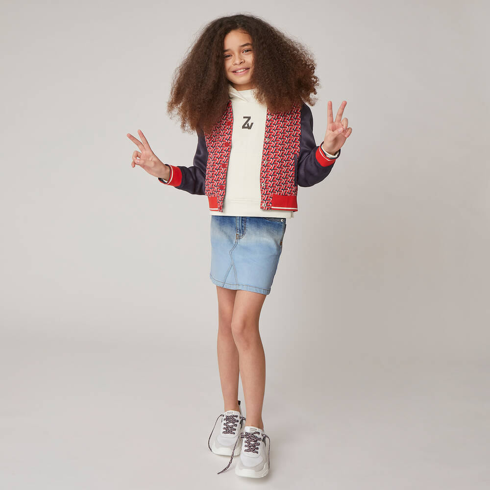 Zadig&Voltaire-تنورة قطن دنيم لون أزرق | Childrensalon Outlet