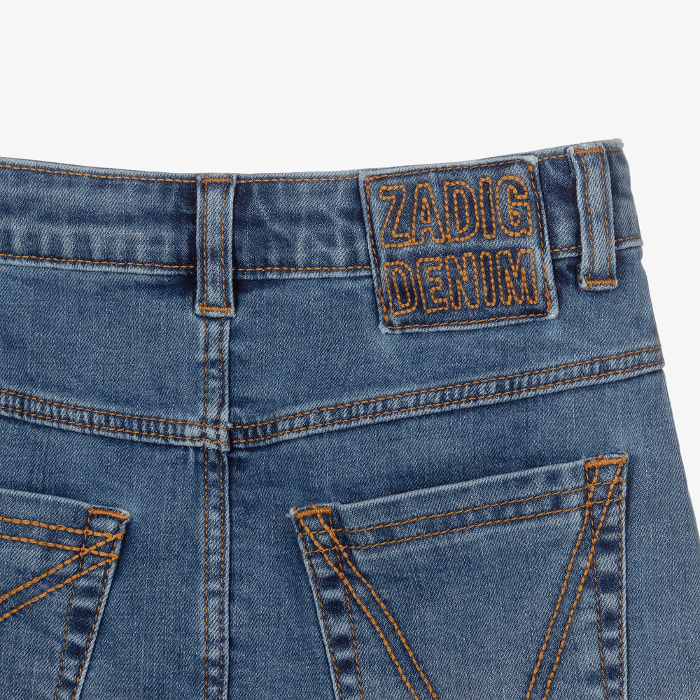 Zadig&Voltaire-تنورة قطن دنيم لون أزرق | Childrensalon Outlet