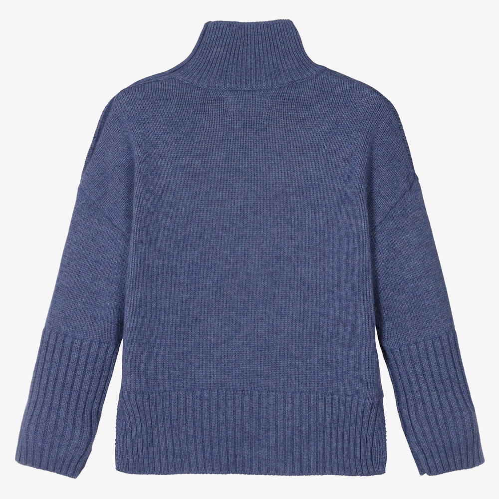 Zadig&Voltaire-Girls Blue Wool Turtleneck Sweater | Childrensalon Outlet