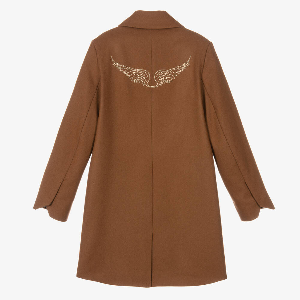 Zadig&Voltaire-Girls Brown Wool Coat | Childrensalon Outlet