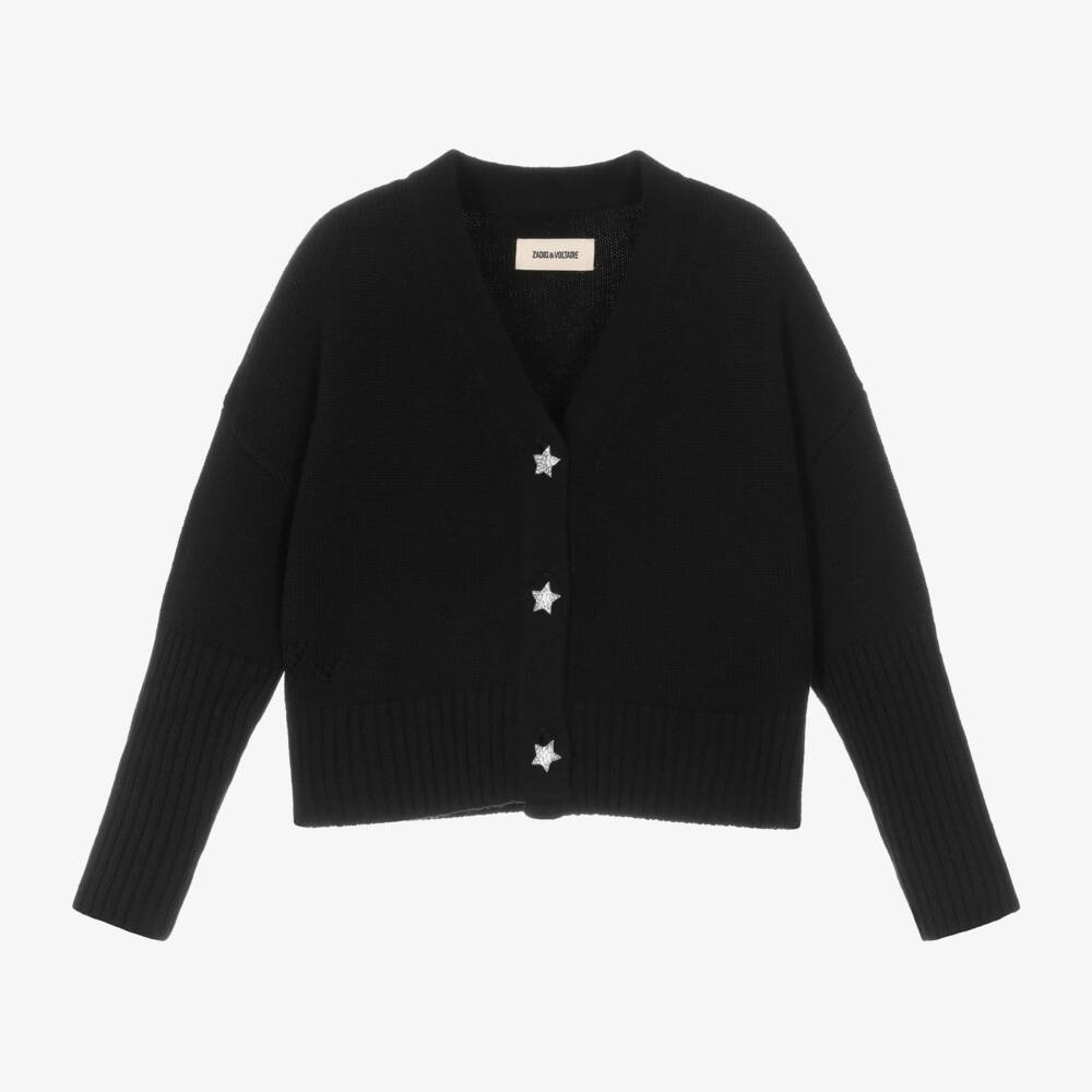 Zadig&Voltaire-Girls Charcoal Knit Cropped Cardigan | Childrensalon Outlet