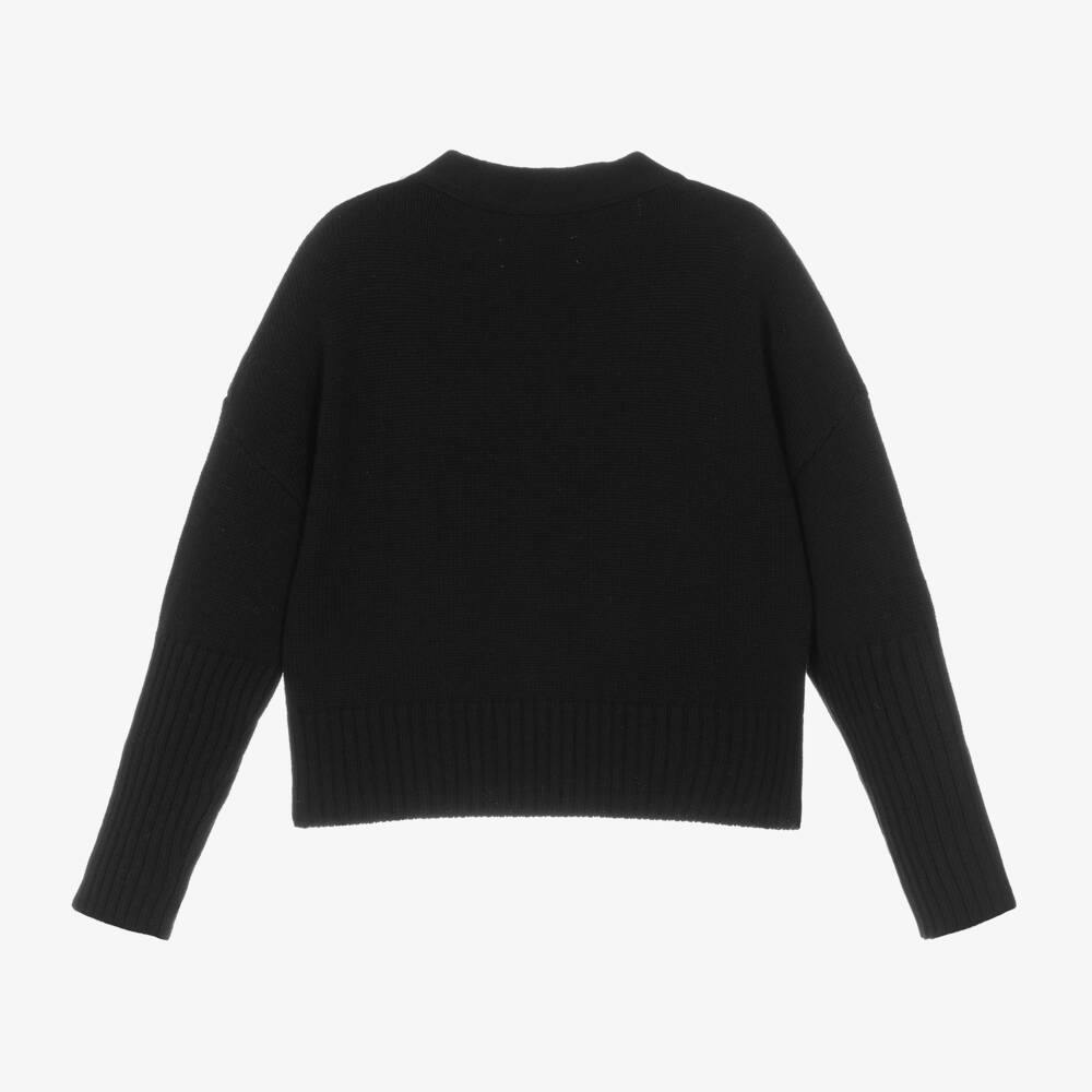 Zadig&Voltaire-Girls Charcoal Knit Cropped Cardigan | Childrensalon Outlet