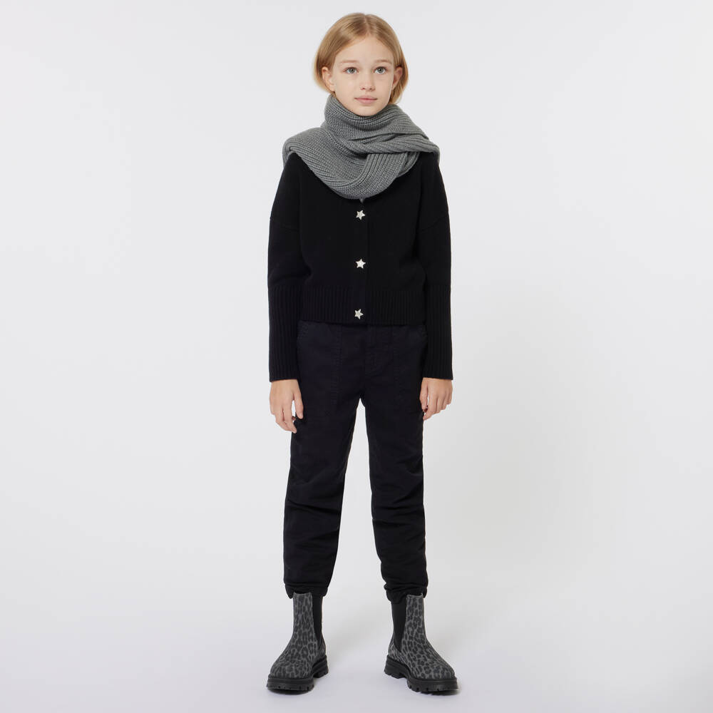 Zadig&Voltaire-Girls Charcoal Knit Cropped Cardigan | Childrensalon Outlet
