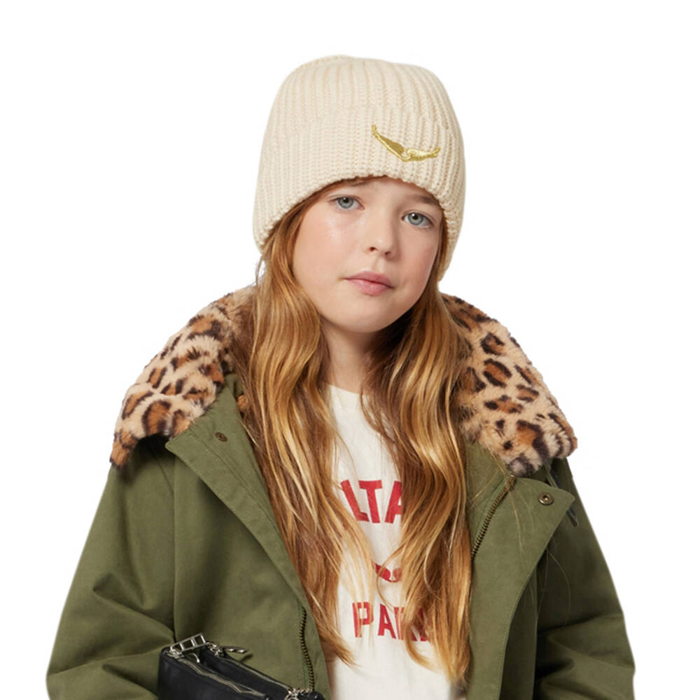Zadig&Voltaire-Girls Creamy Cotton Emblem Beanie | Childrensalon Outlet