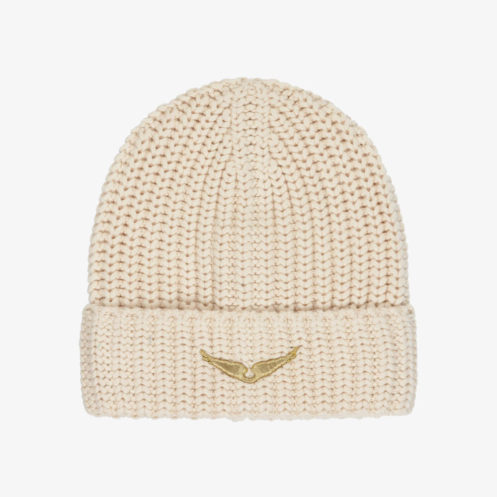 Zadig&Voltaire-Girls Creamy Cotton Emblem Beanie | Childrensalon Outlet