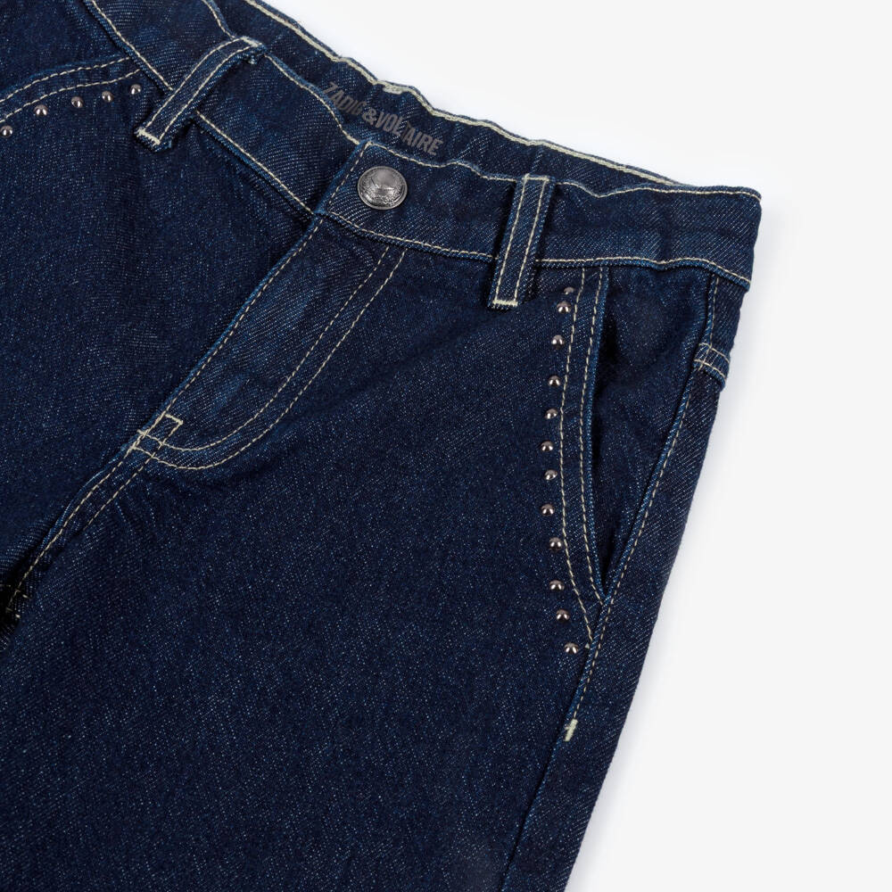 Zadig&Voltaire-Girls Dark Blue Denim Wide-Leg Flared Jeans | Childrensalon Outlet