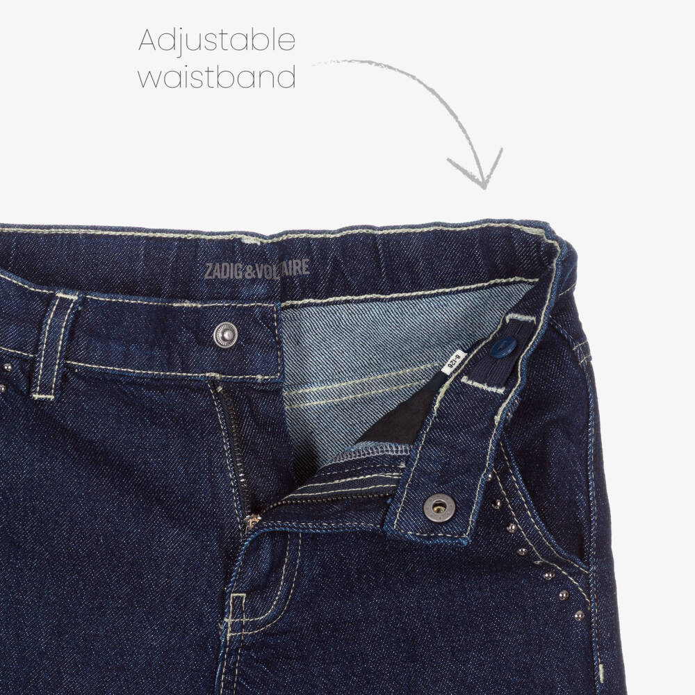 Zadig&Voltaire-Girls Dark Blue Denim Wide-Leg Flared Jeans | Childrensalon Outlet
