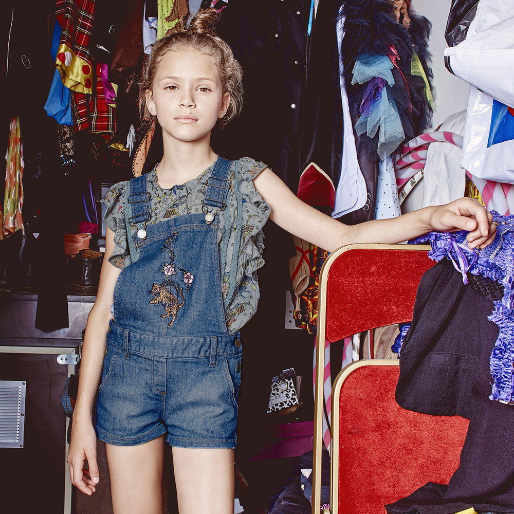 Denim short dungarees girl outlet