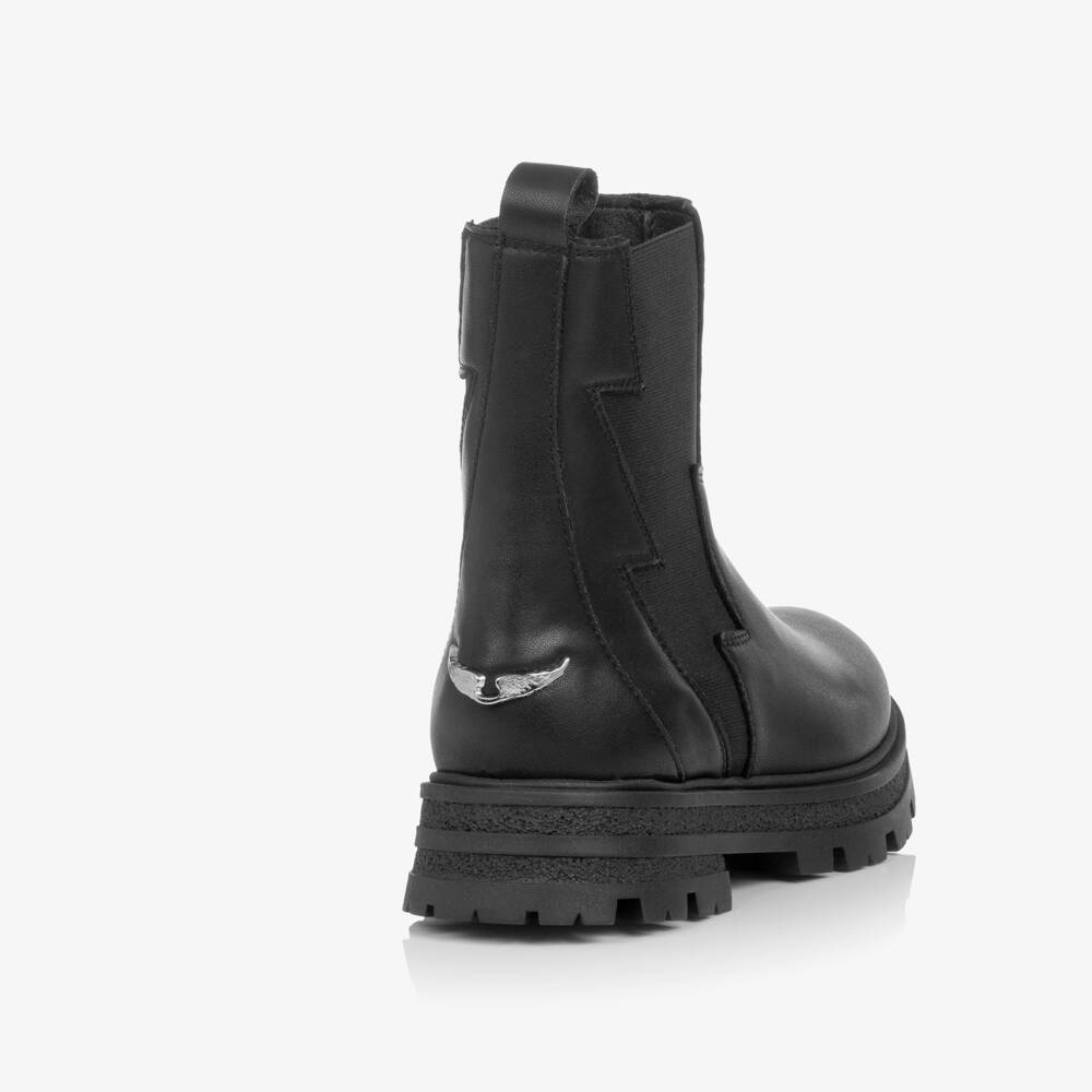 Zadig&Voltaire-Girls Ebony Leather Ankle Boots | Childrensalon Outlet