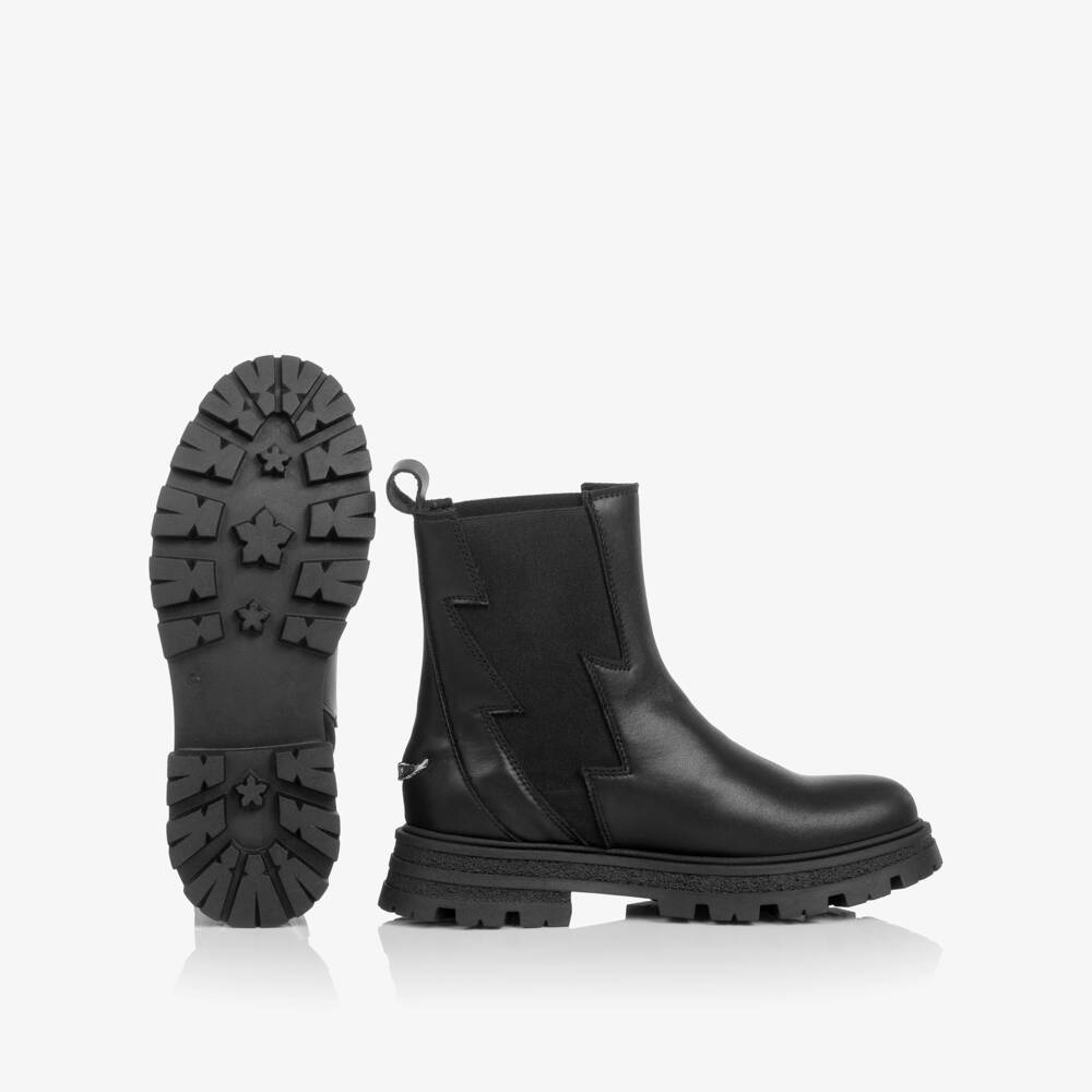 Zadig&Voltaire-Girls Ebony Leather Ankle Boots | Childrensalon Outlet