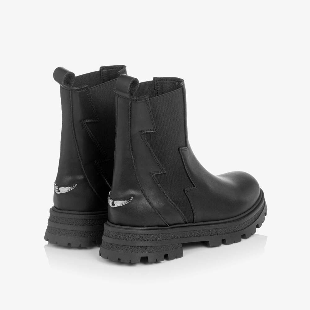 Zadig&Voltaire-Girls Ebony Leather Ankle Boots | Childrensalon Outlet