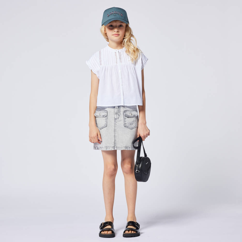 Zadig&Voltaire-بلوزة فوال بيضاء أنيقة للبنات | Childrensalon Outlet