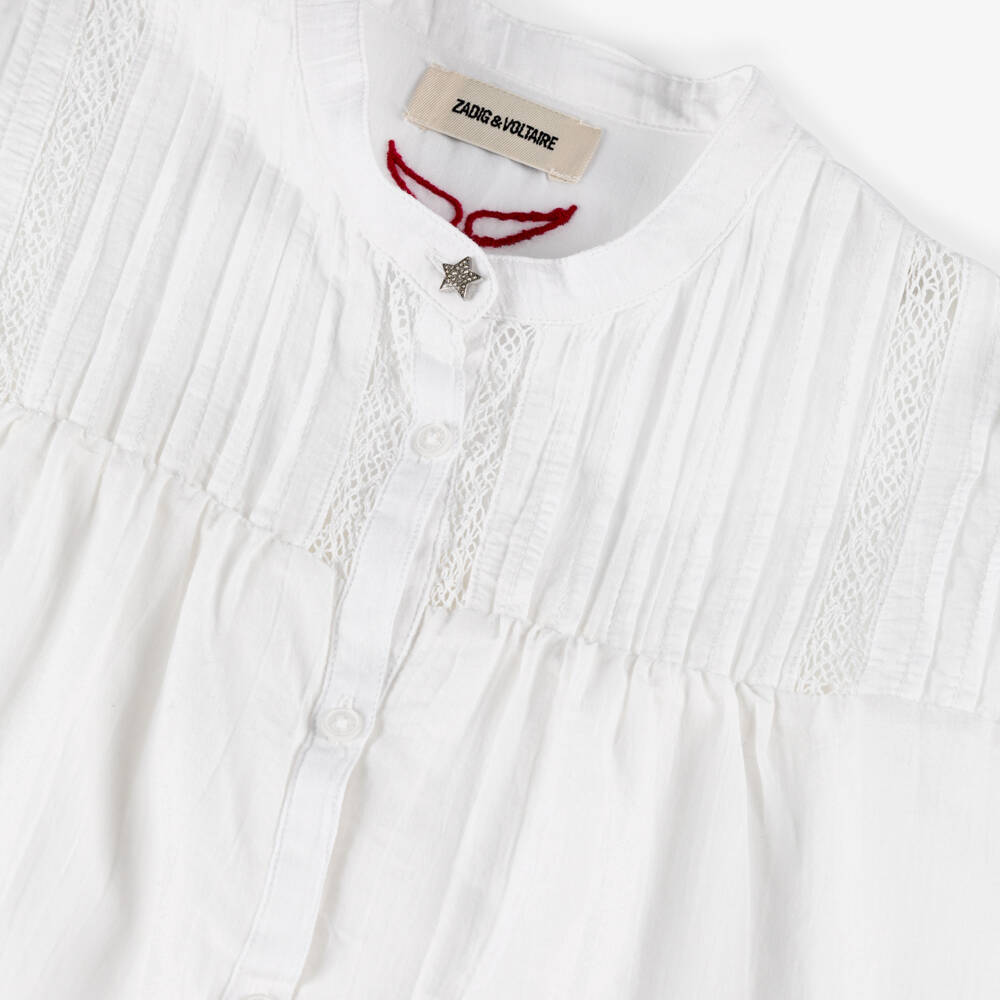 Zadig&Voltaire-بلوزة فوال بيضاء أنيقة للبنات | Childrensalon Outlet