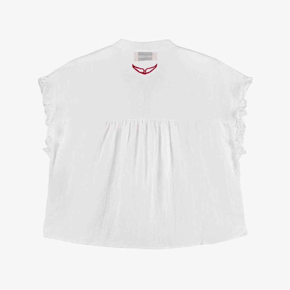 Zadig&Voltaire-بلوزة فوال بيضاء أنيقة للبنات | Childrensalon Outlet