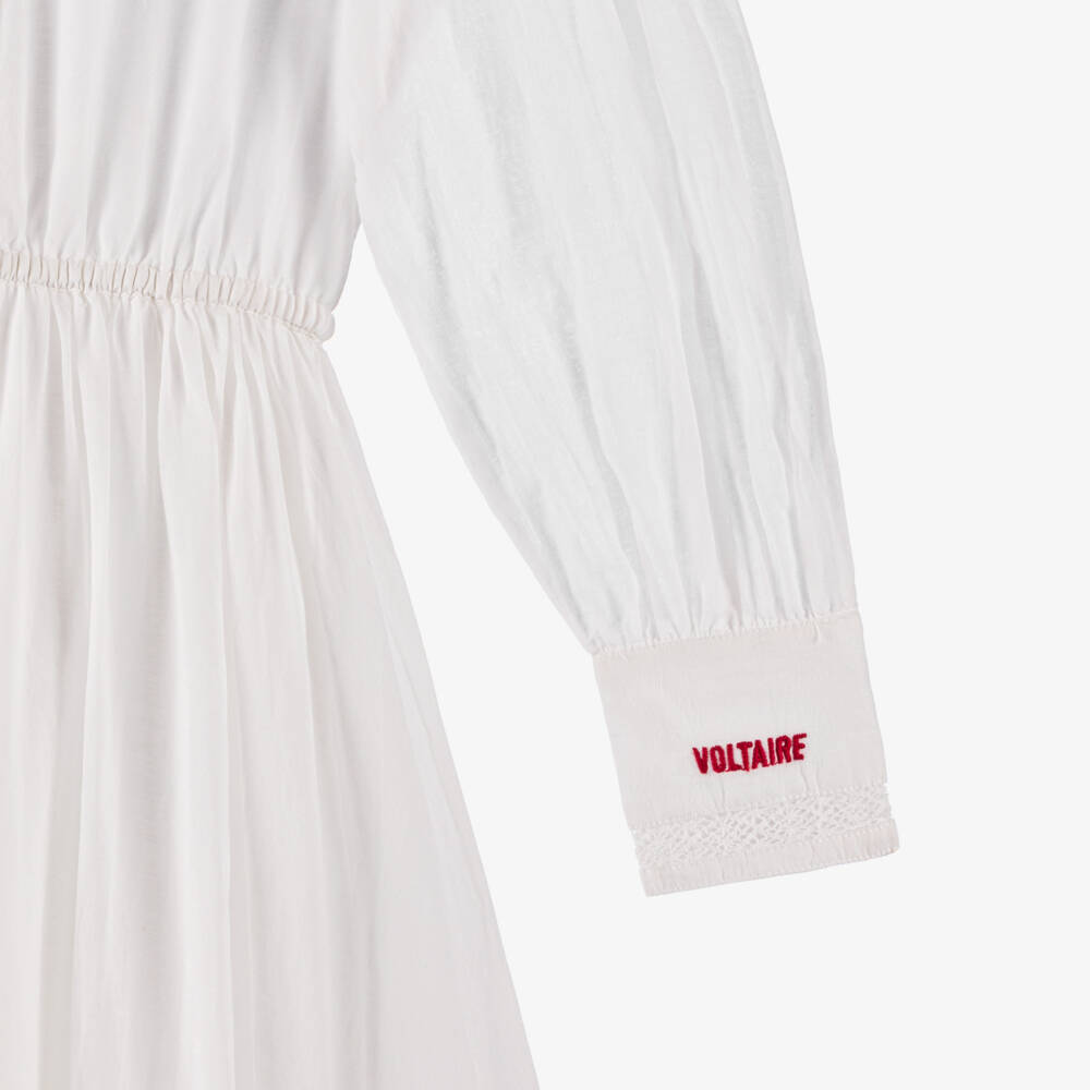 Zadig&Voltaire-فستان فاخر من الفوال الأبيض للبنات | Childrensalon Outlet
