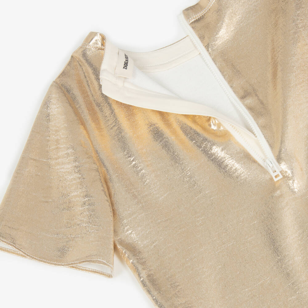 Zadig&Voltaire-فستان حفلات ذهبي براق للبنات | Childrensalon Outlet
