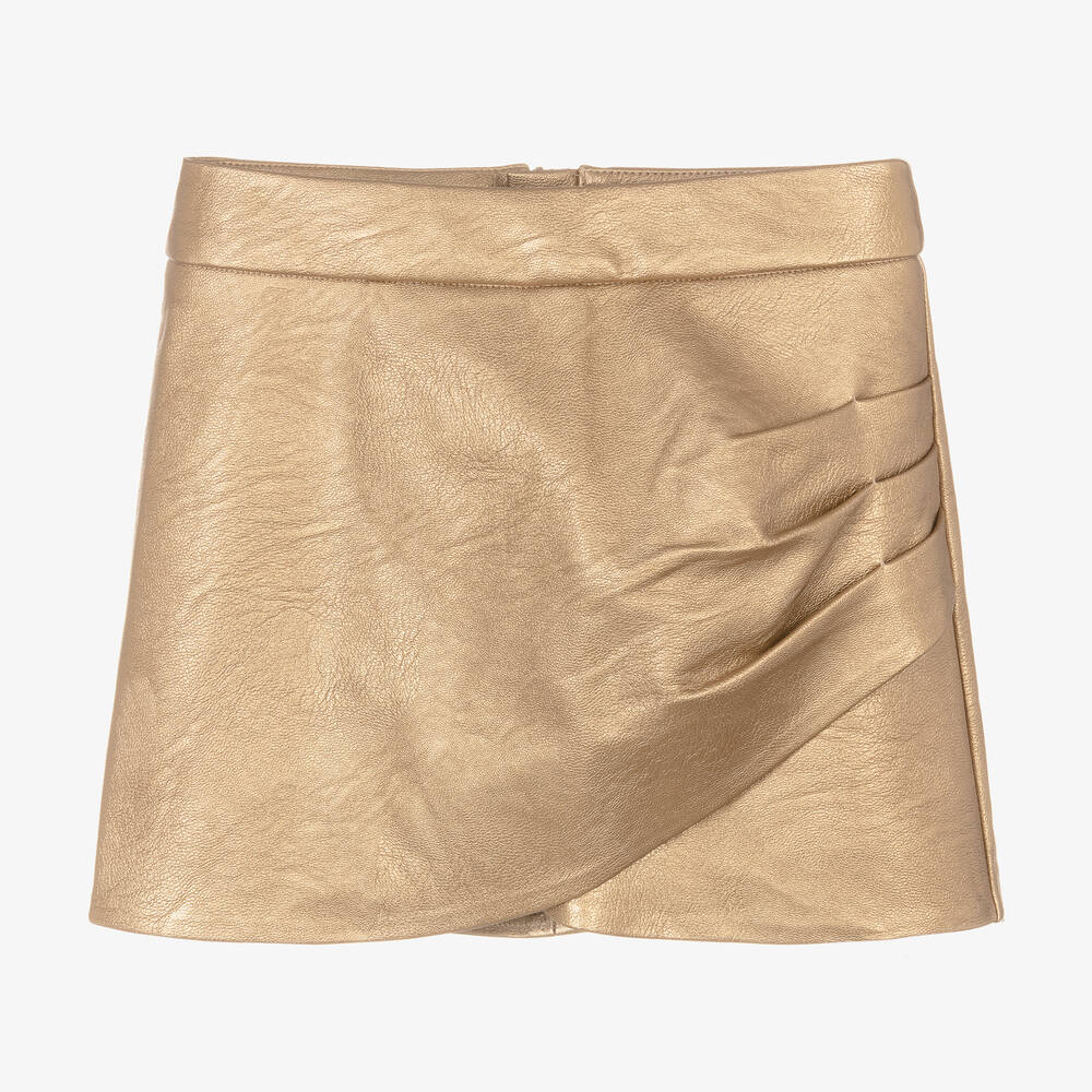 Zadig&Voltaire - Girls Gold Faux Leather Skirt | Childrensalon