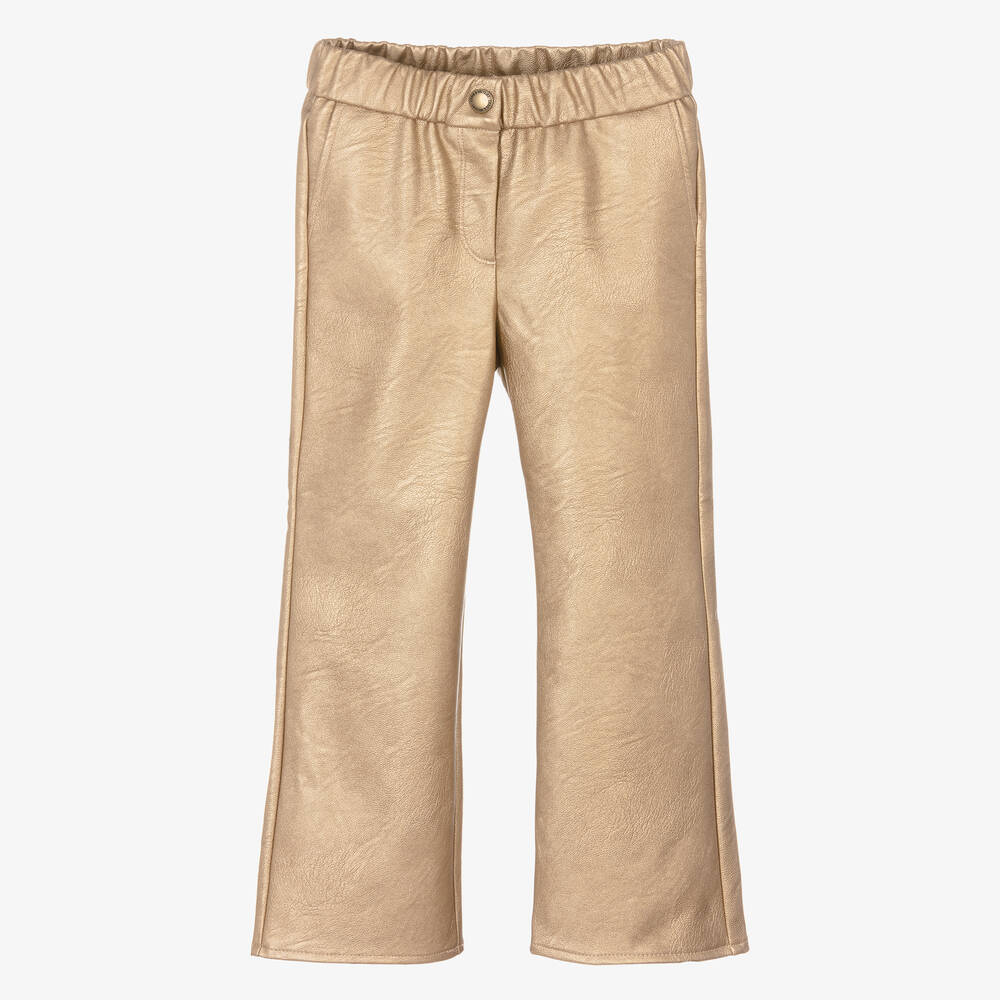 Zadig&Voltaire - Girls Gold Faux Leather Trousers | Childrensalon