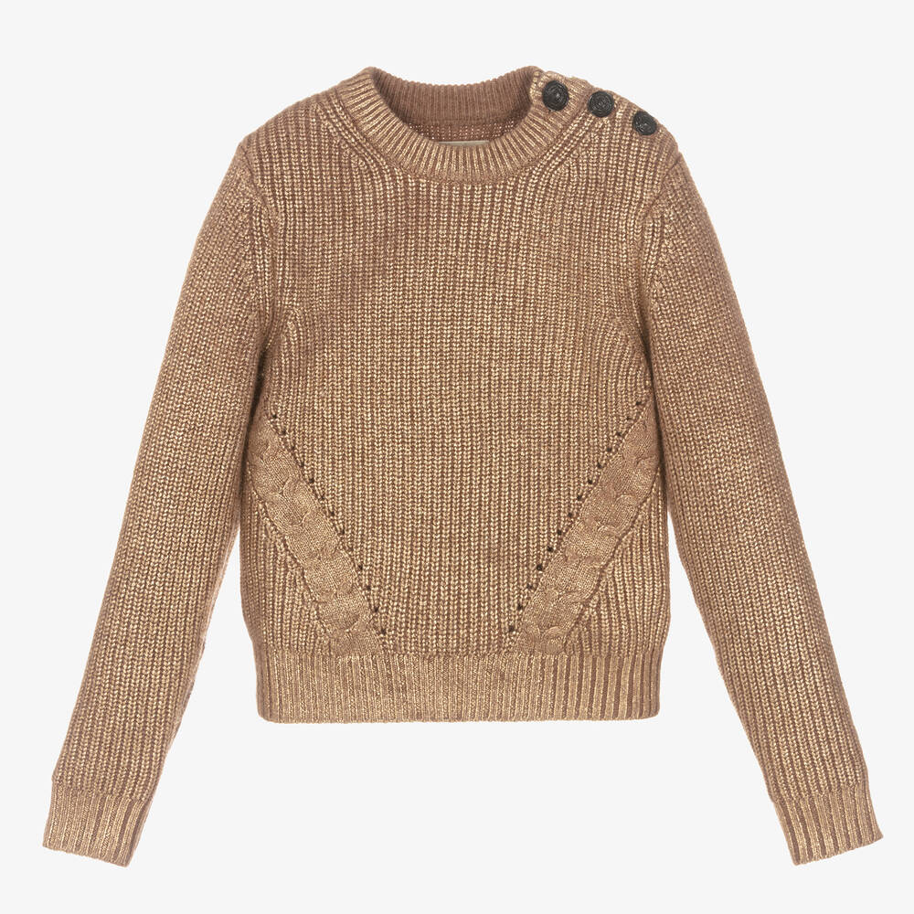Zadig&Voltaire - Золотистый вязаный свитер для девочек | Childrensalon
