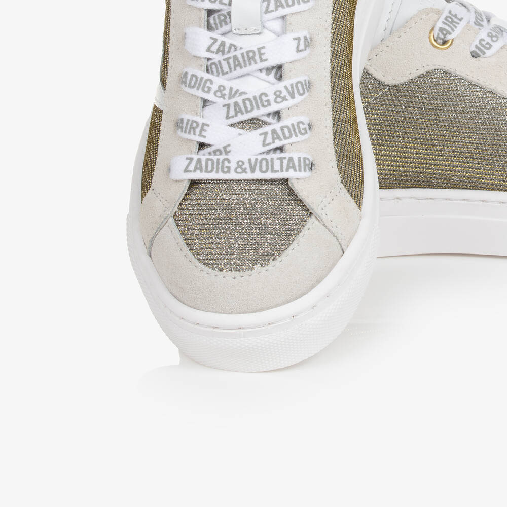 Zadig&Voltaire-Girls Gold & Silver Glitter Trainers | Childrensalon Outlet