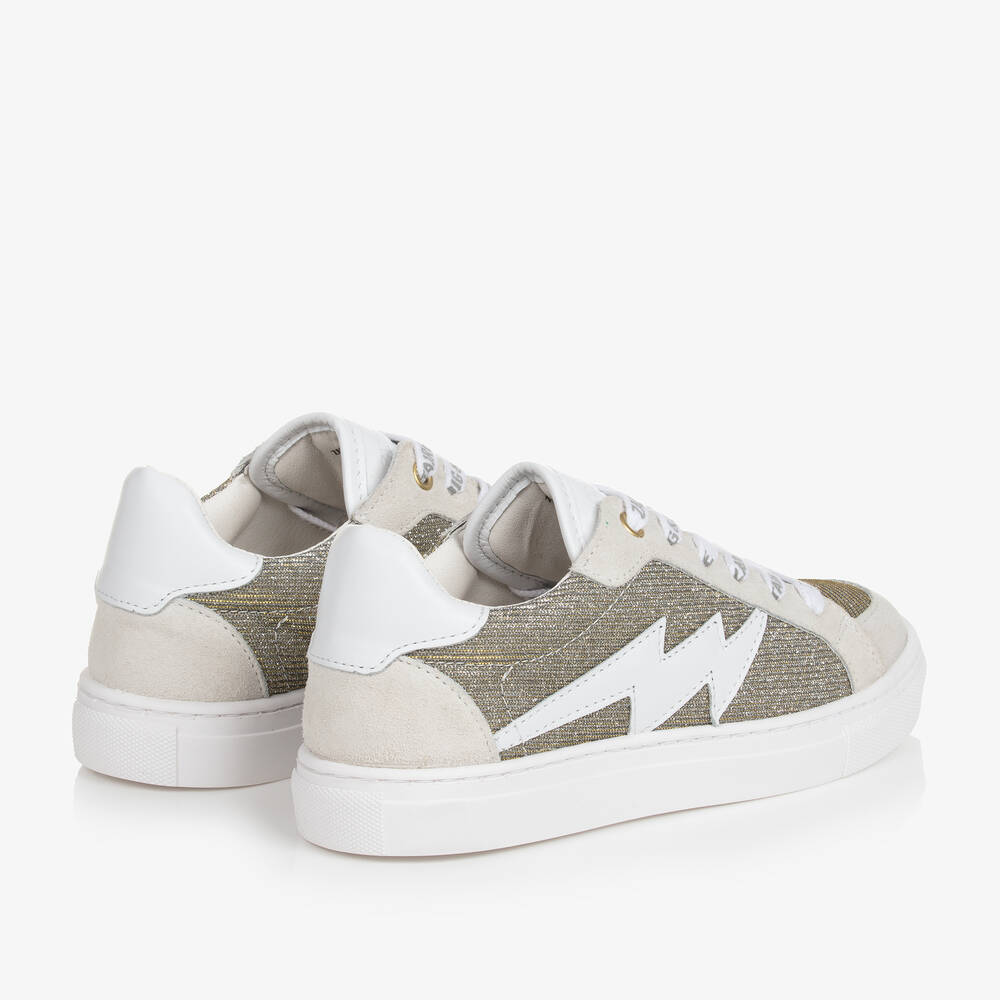 Zadig&Voltaire-Girls Gold & Silver Glitter Trainers | Childrensalon Outlet