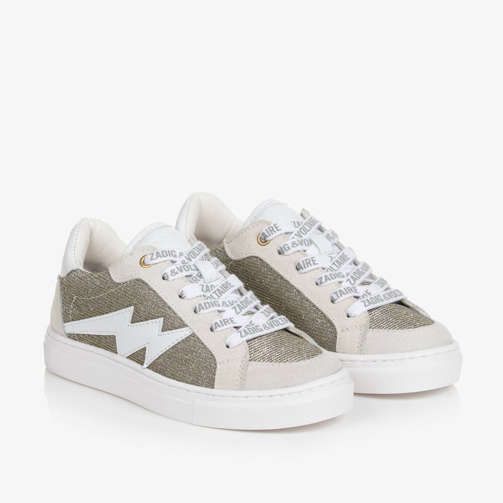 Girls Gold Silver Glitter Trainers