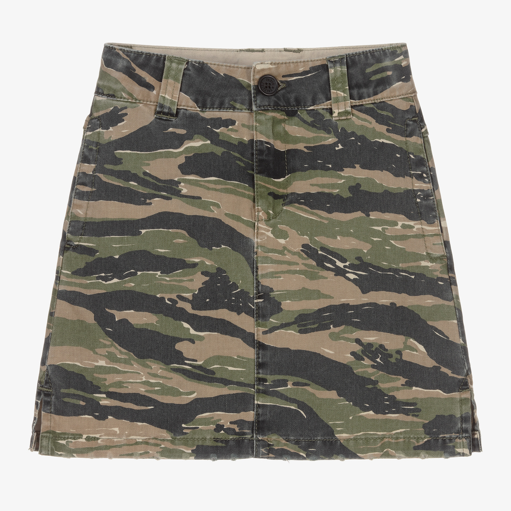 Zadig&Voltaire - Girls Green Camo Cotton Skirt | Childrensalon